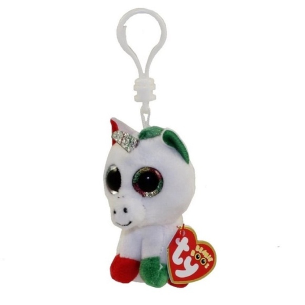 Ty  Beanie Boo CANDY CANE THE UNICORN  3" Clip  GLITTER EYES New